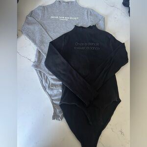 Set Of Two - Zara Girls Ribbed Bodysuit Black Grey Size 9